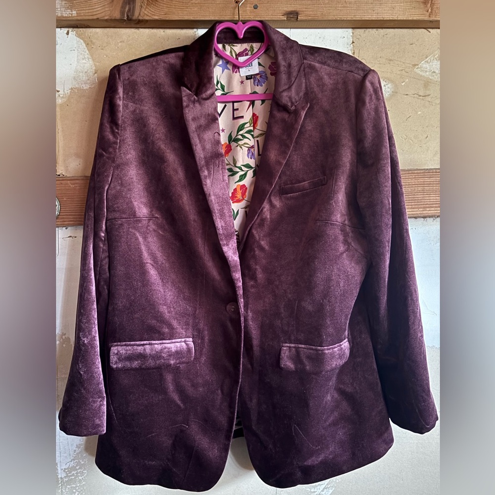CAbi Velvet Blazer in Rich Burgundy